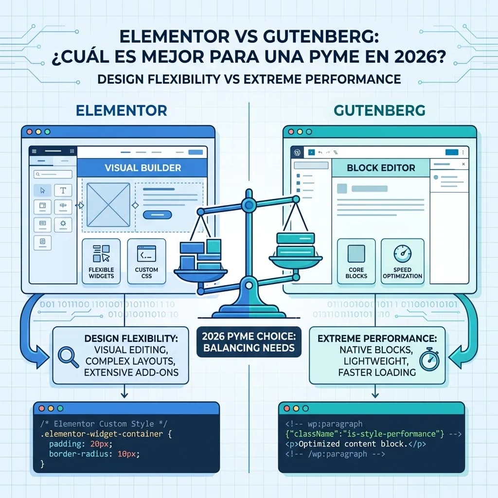 Desarrollo WordPress profesional para elementor vs gutenberg pymes