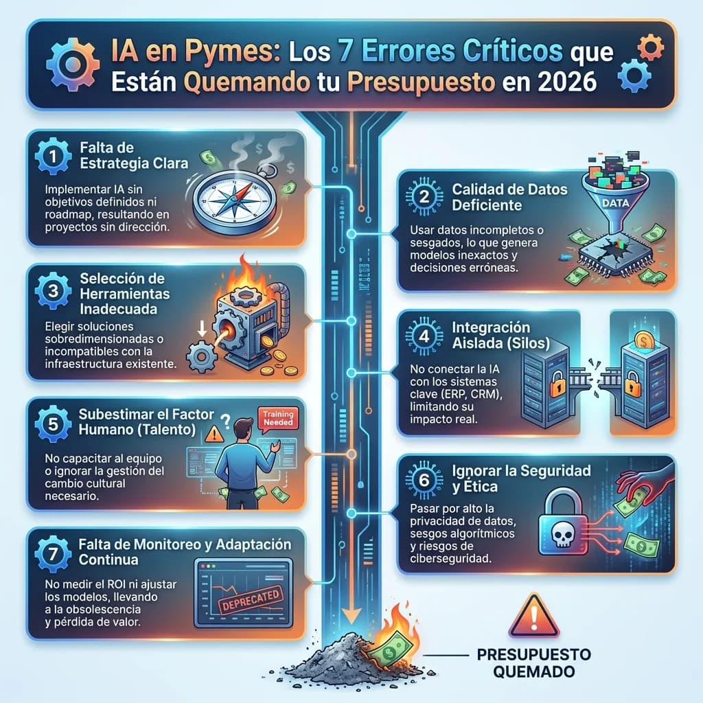 Infografía: proceso completo de errores ia pequenas empresas paso a paso para pymes