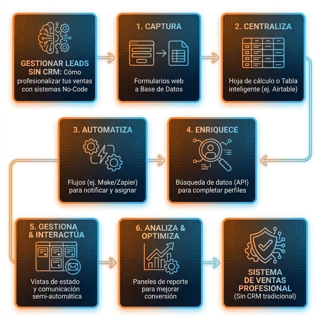 Infografía: Los 6 procesos esenciales para gestionar leads sin CRM